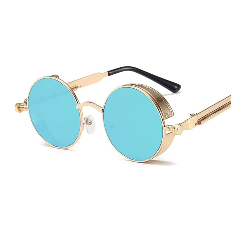 Classic Vintage Gothic Steampunk Round Metal Frame Sun Glasses UV400