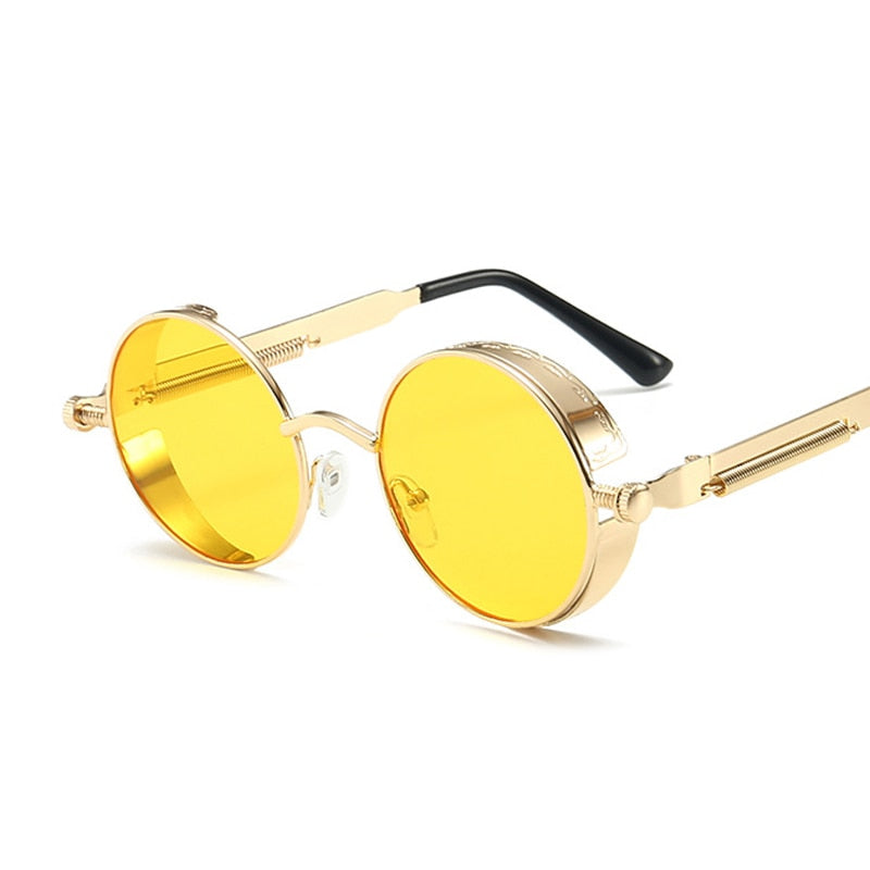 Classic Vintage Gothic Steampunk Round Metal Frame Sun Glasses UV400