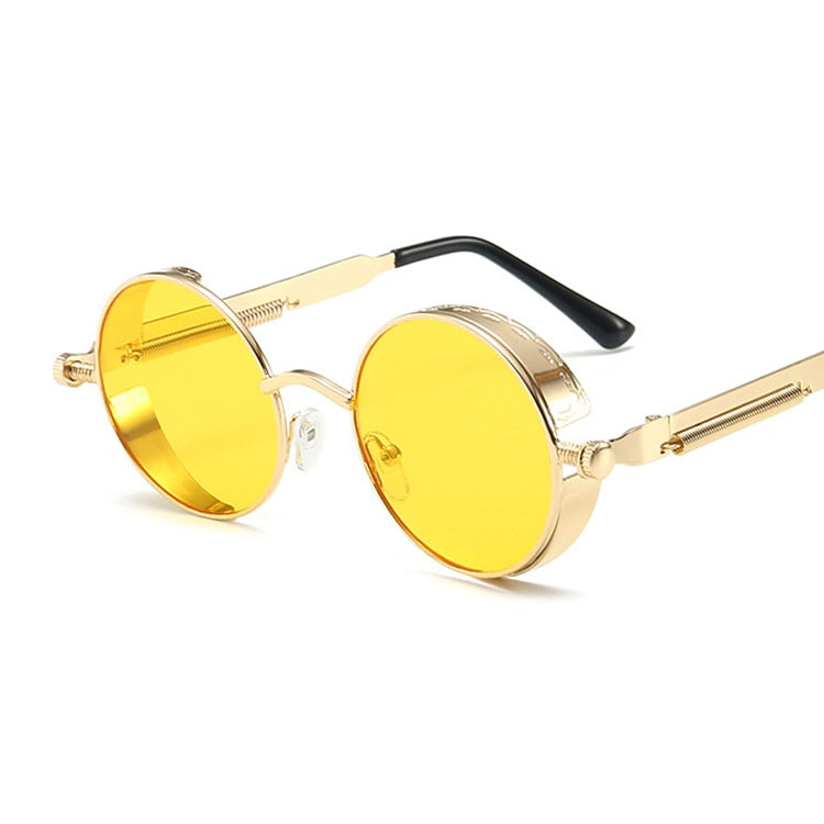 Classic Vintage Gothic Steampunk Round Metal Frame Sun Glasses UV400