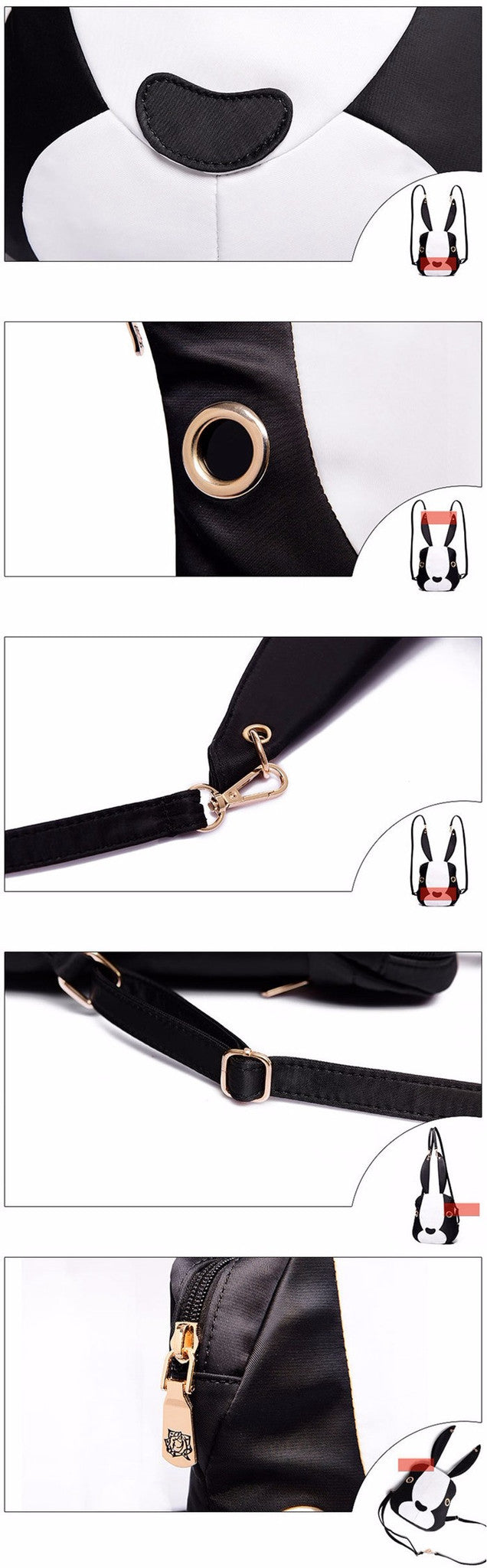 Cartoon Rabbit Nylon Backpack Purse With 4 Color Options