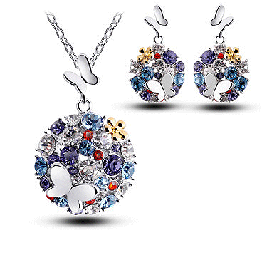BlingNuts Butterfly & Bee Jewelry Set For Women - Necklace & Earrings Gift Set