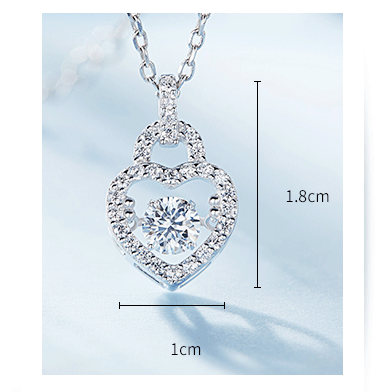 Dancing Jewelry Sterling Silver Heart Lock Dancing CZ Crystal Pendant Necklace