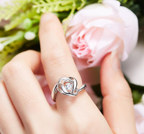 Dancing Jewelry Sterling Silver Abstract Rose Dancing CZ Crystal Ring