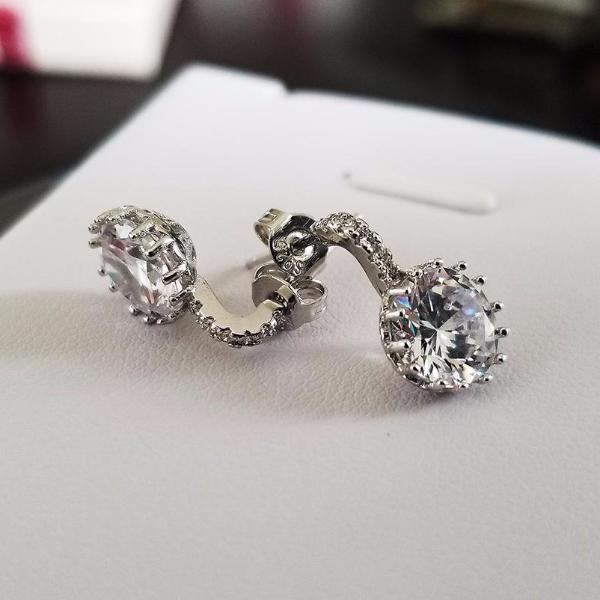 BR CHIC Platium Plated Sterling Silver AAA CZ Crystal Earrings