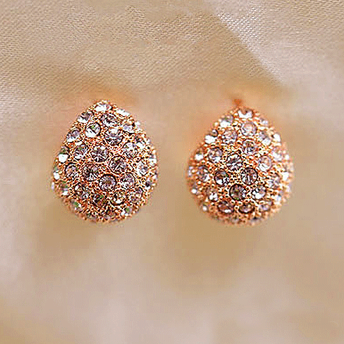 Teardrop Stud Earrings With Rhinestones