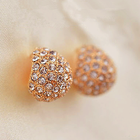 Teardrop Stud Earrings With Rhinestones