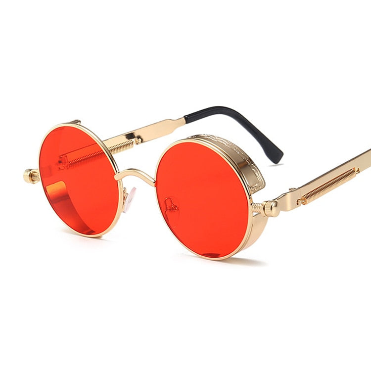 Classic Vintage Gothic Steampunk Round Metal Frame Sun Glasses UV400