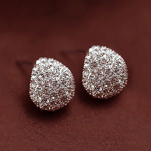 Teardrop Stud Earrings With Rhinestones