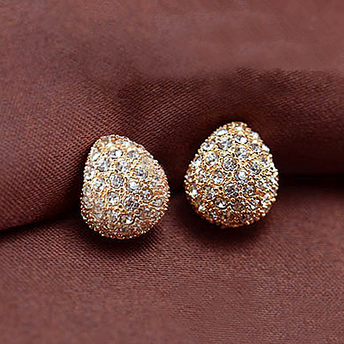 Teardrop Stud Earrings With Rhinestones