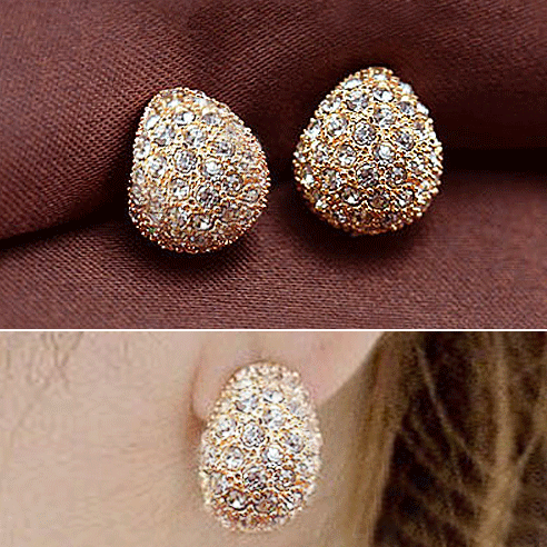 Teardrop Stud Earrings With Rhinestones