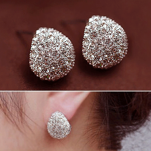 Teardrop Stud Earrings With Rhinestones