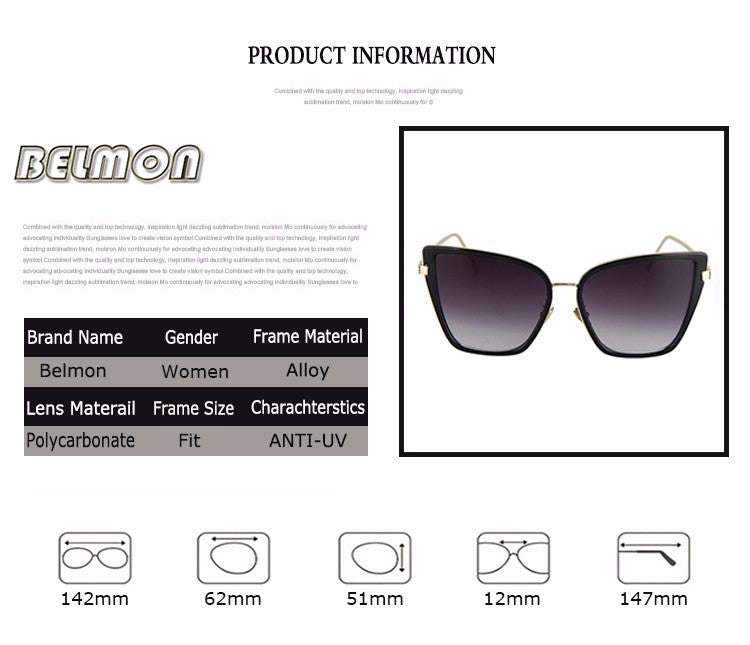 Fashion Cat Eye Sunglasses Vintage Retro Style With UV400 Mirror Lens