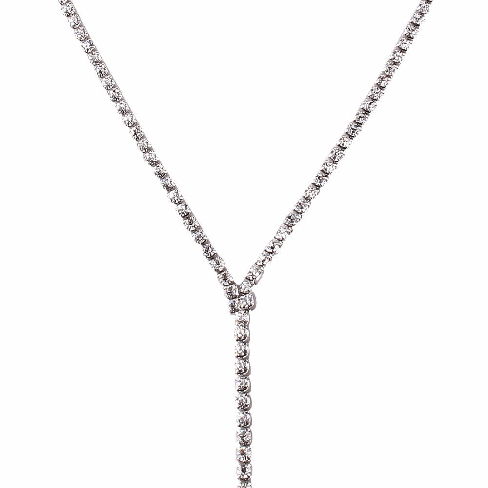 Fahion Choker Necklace Multi-Row Full Rhinestones With A 16in Long Pendant