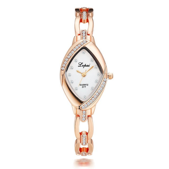 Women Thin Rhombus Gold Rhinestone Watch