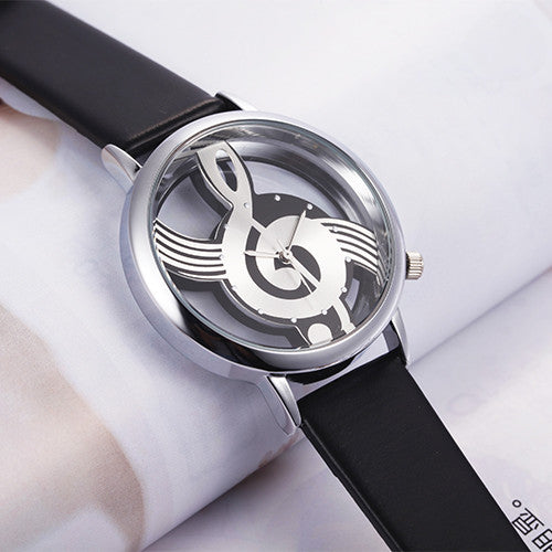 Quartz Analog Hollow Musical Note Style Watch Womens