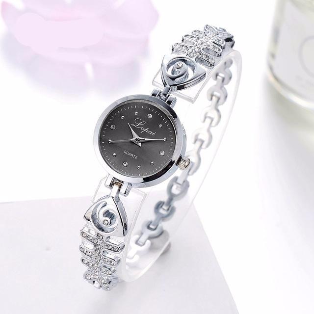 Stainless Steel Fish Bones With Rhinestone Bracelet Quartz Watch