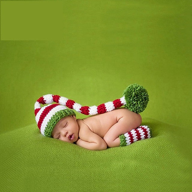 SOFT HANDMADE COTTON CROCHET OUTFIT FOR INFANT - CHRISTMAS SET