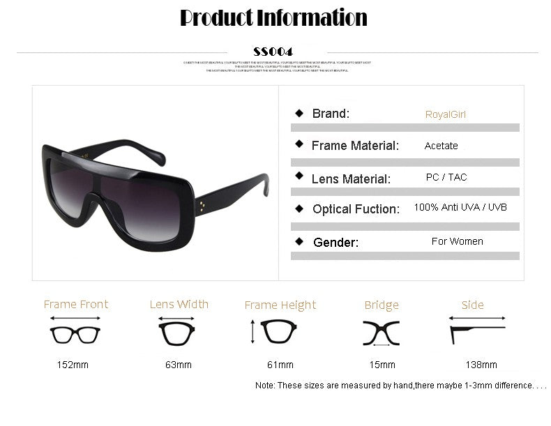 Fashion Bold Frame Gradient Lens Sunglasses