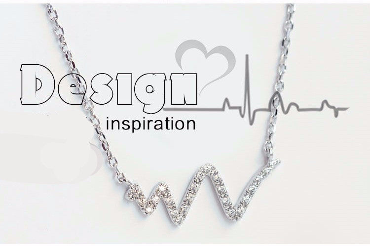 BR CHIC Silver Heartbeat Crystals Necklace