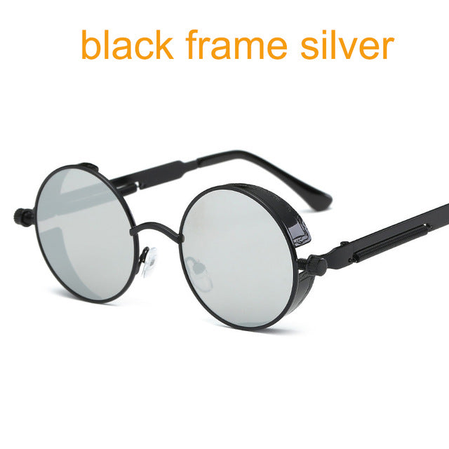 Vintage Gothic Steampunk Round Metal Sunglasses UV400