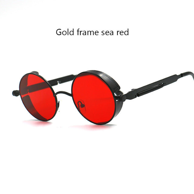 Vintage Gothic Steampunk Round Metal Sunglasses UV400