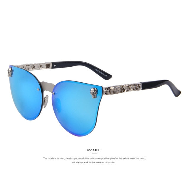 Women Gothic Eyewear Skull Frame Metal Temple Oculos de sol UV400